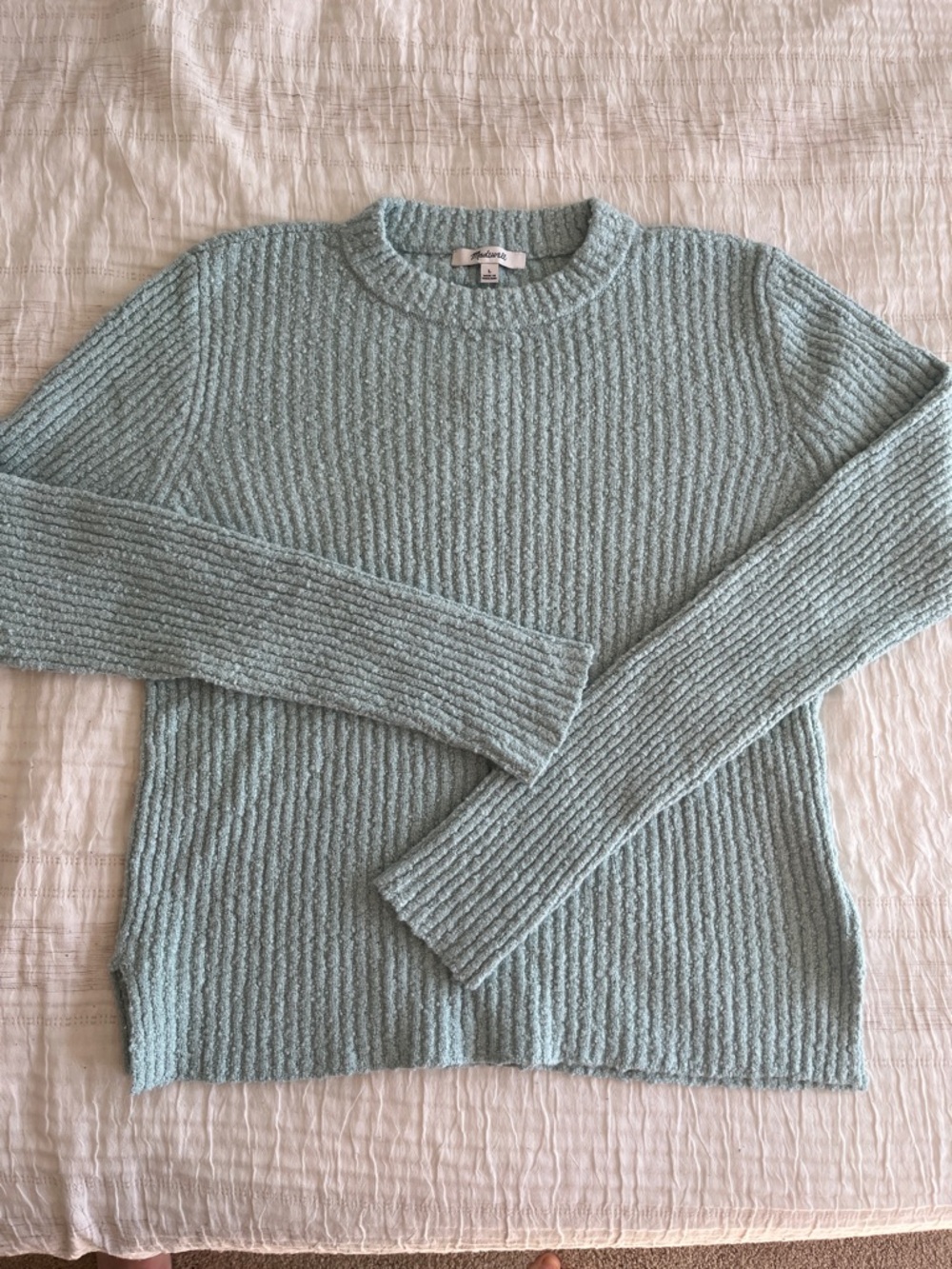 Madewell Soft Aqua Ribbed Crewneck Sweater